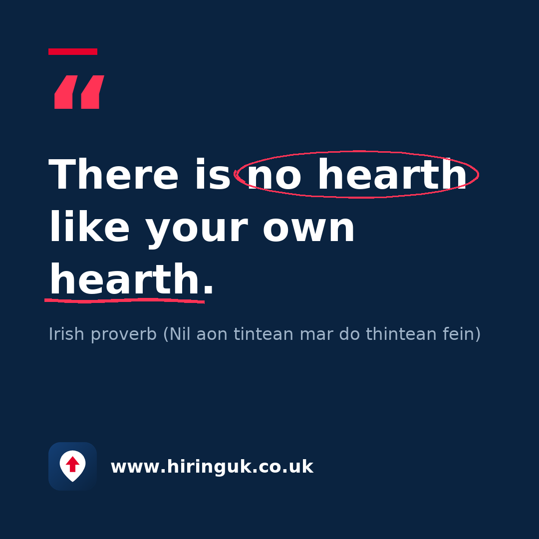 Quote card: There is no hearth like your own hearth.