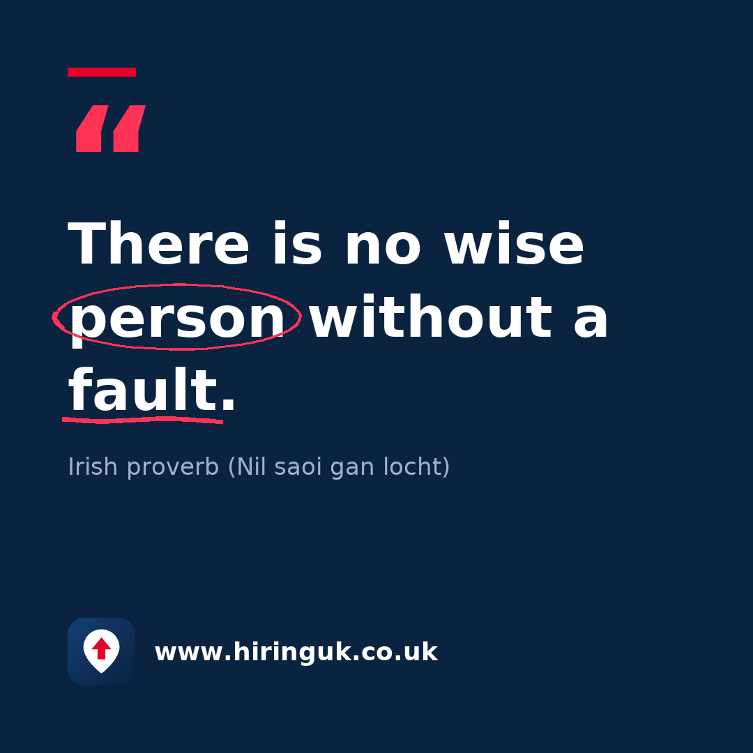 Quote card: There is no wise person without a fault.