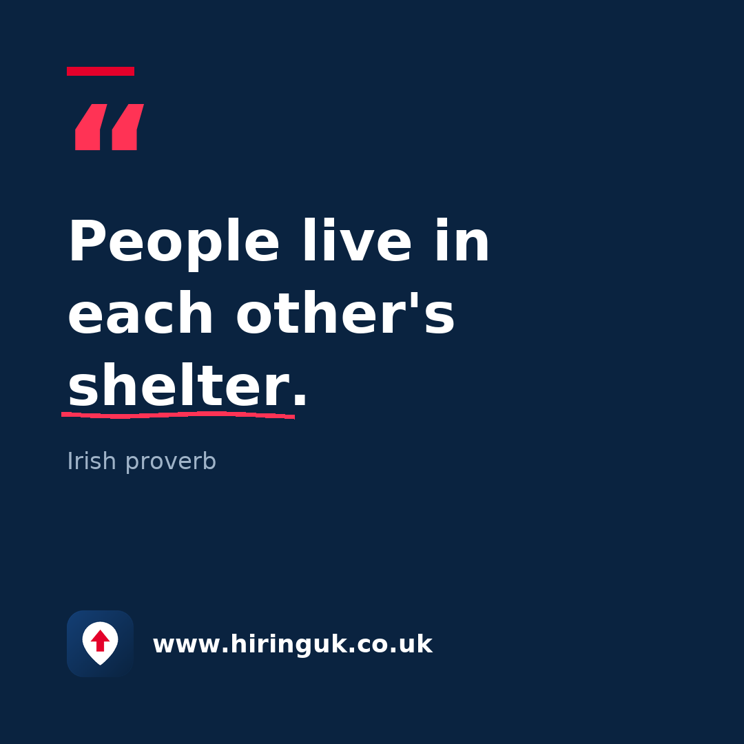Quote card: People live in each other's shelter.