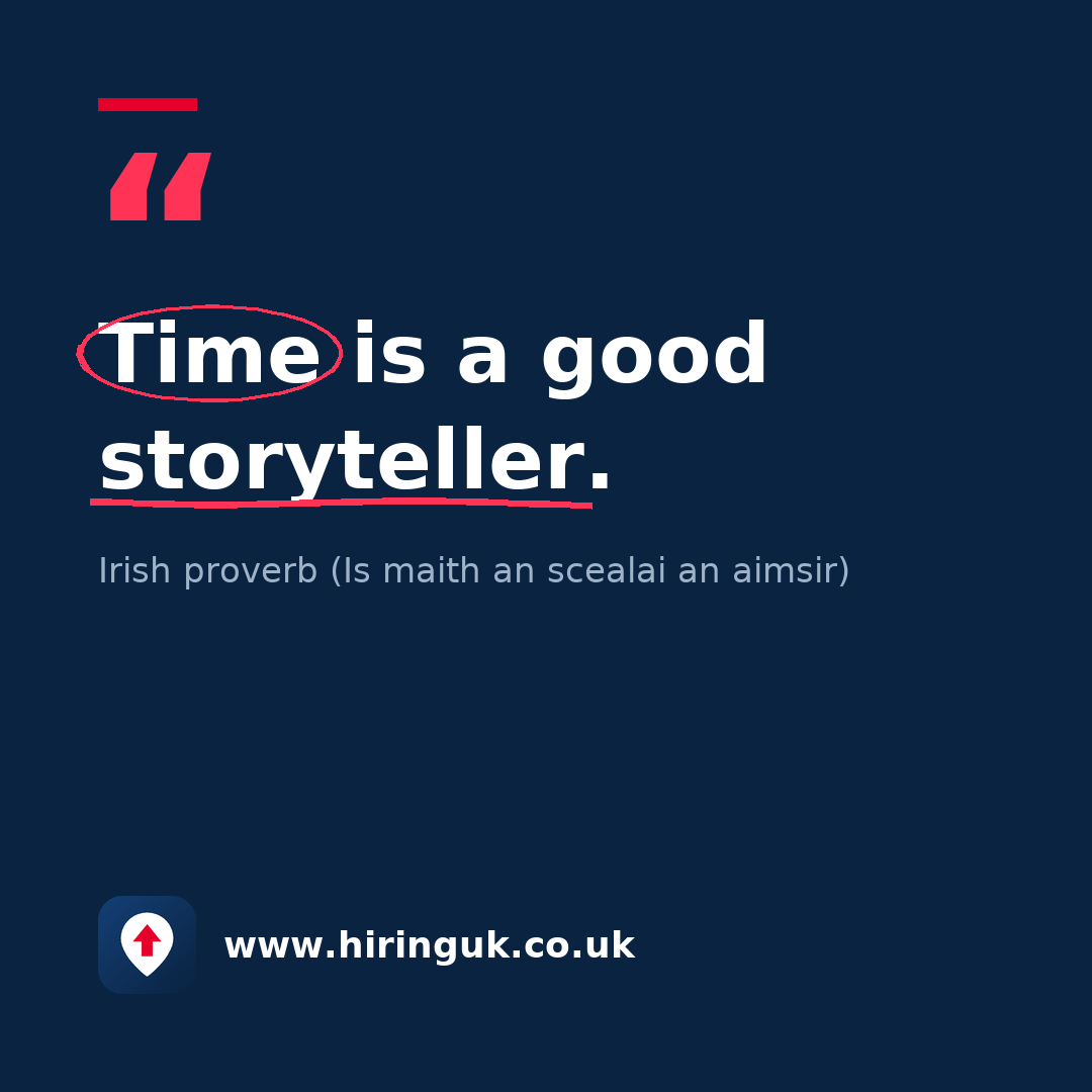 Quote card: Time is a good storyteller.