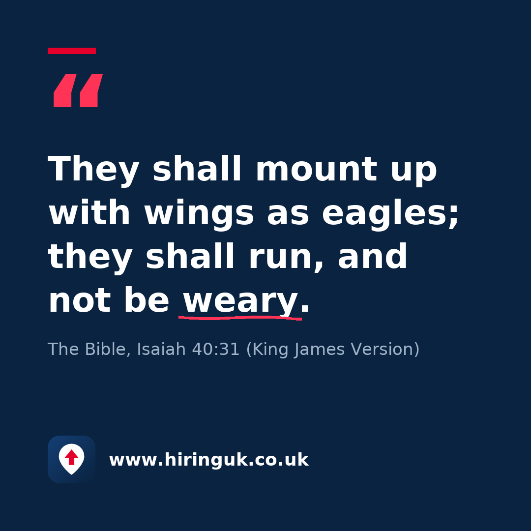 Quote card: They shall mount up with wings as eagles; they shall run, and not be weary.