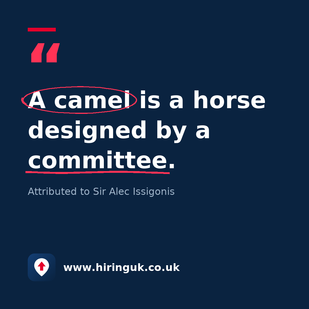 Quote card: A camel is a horse designed by a committee.