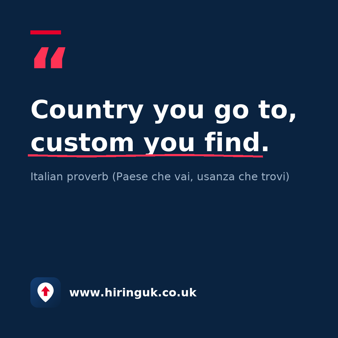 Quote card: Country you go to, custom you find.