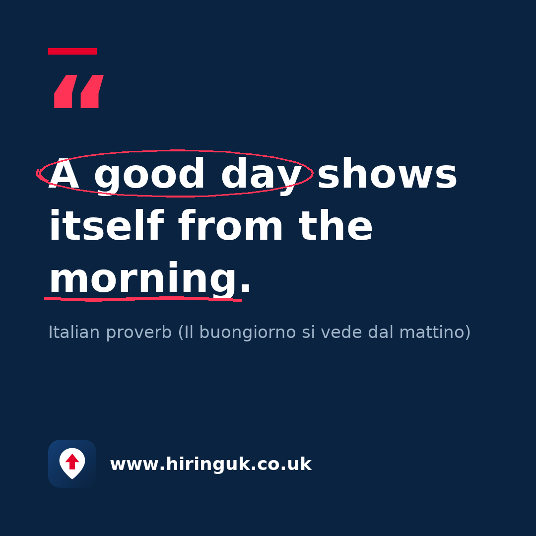 Quote card: A good day shows itself from the morning.
