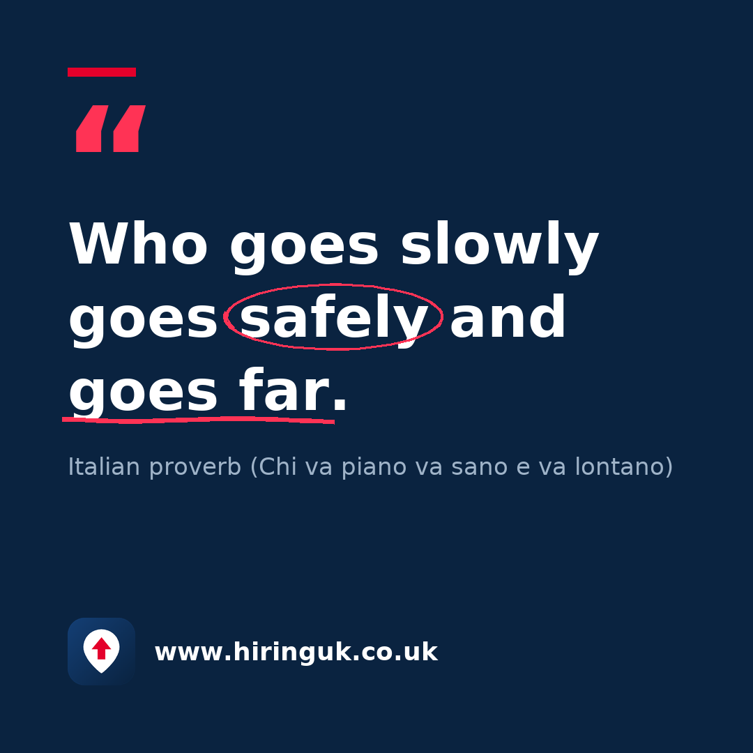 Quote card: Who goes slowly goes safely and goes far.