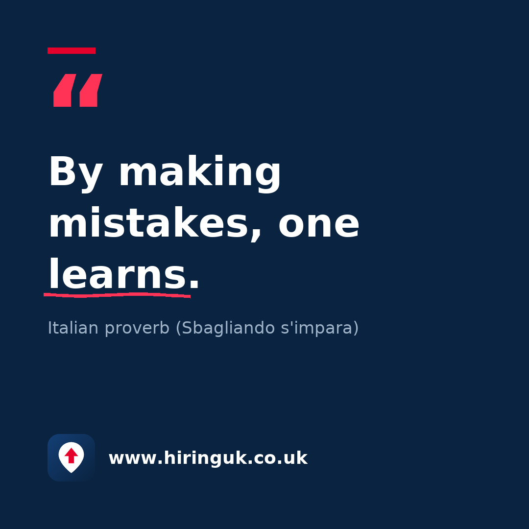 Quote card: By making mistakes, one learns.