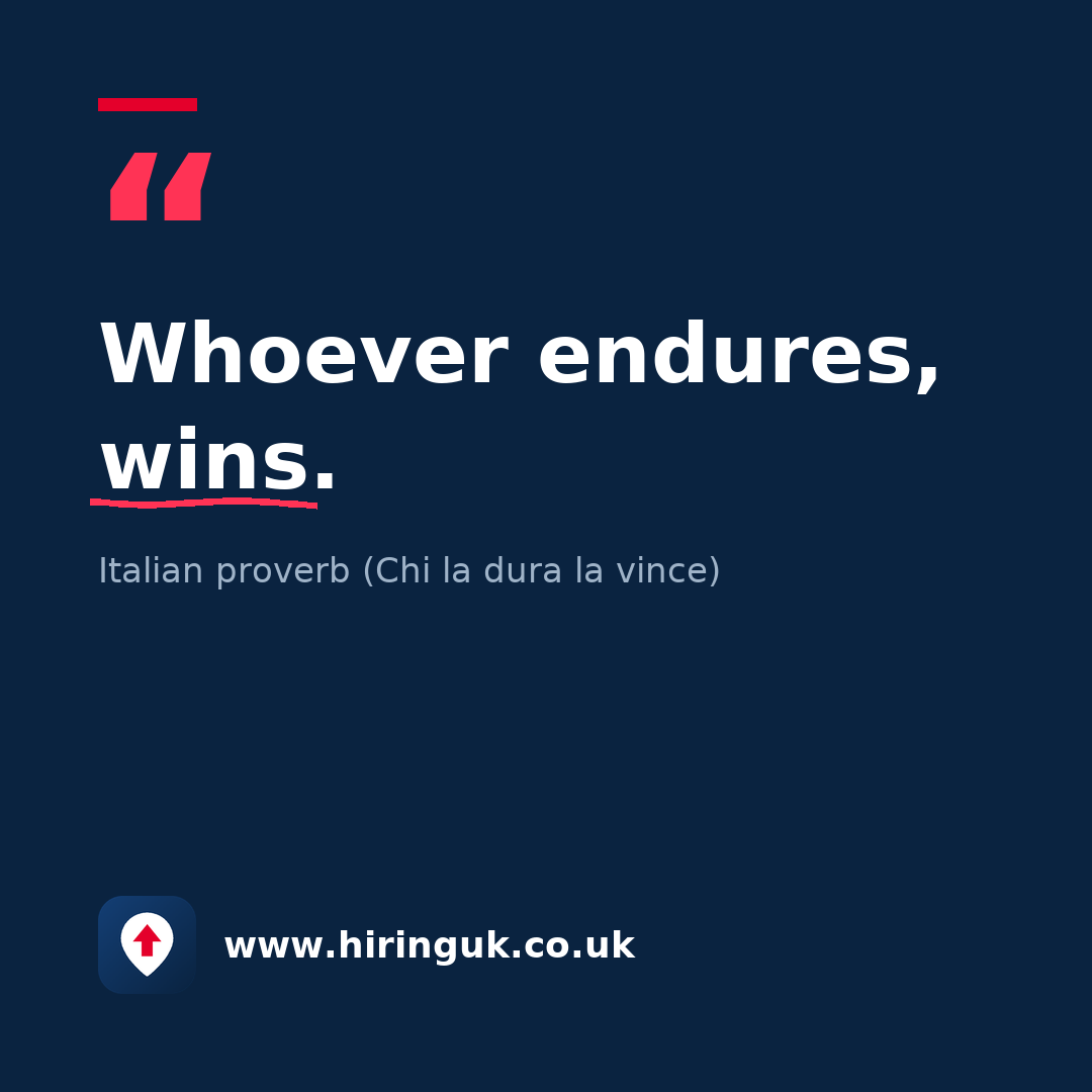 Quote card: Whoever endures, wins.