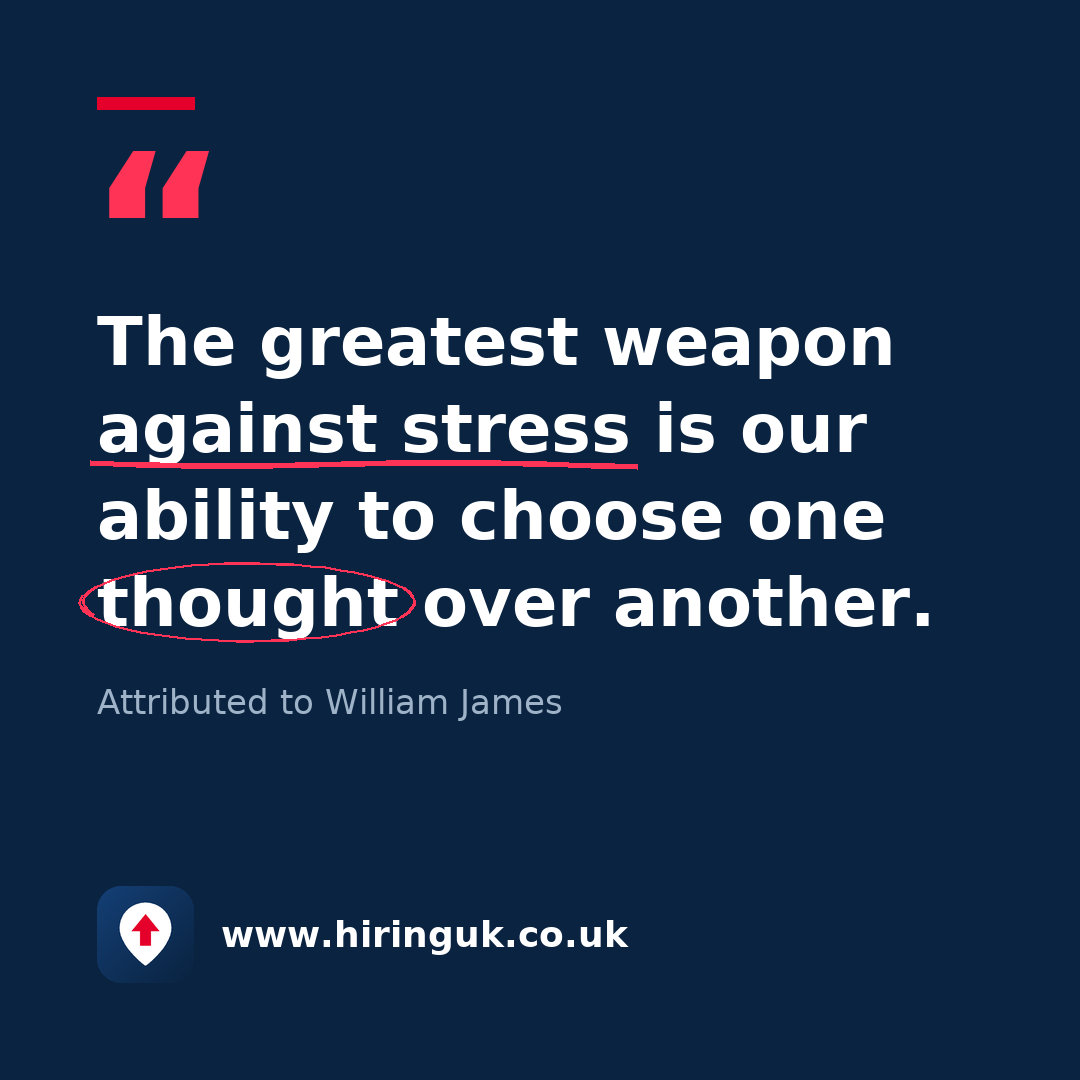 Quote card: The greatest weapon against stress is our ability to choose one thought over another.