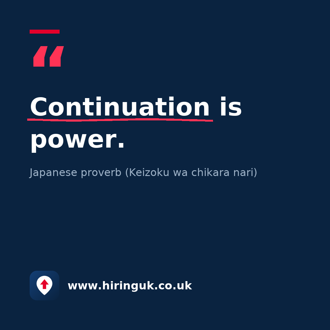 Quote card: Continuation is power.