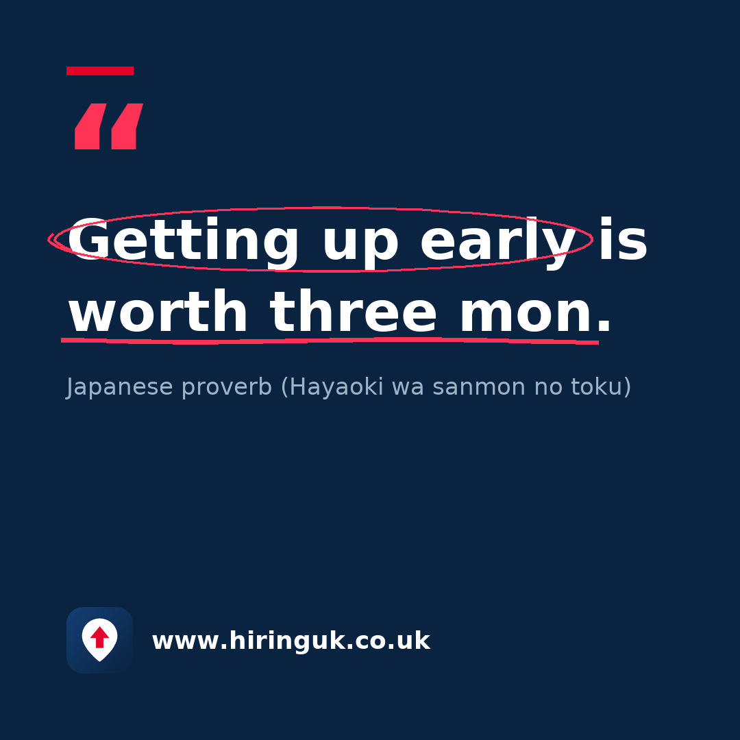 Quote card: Getting up early is worth three mon.