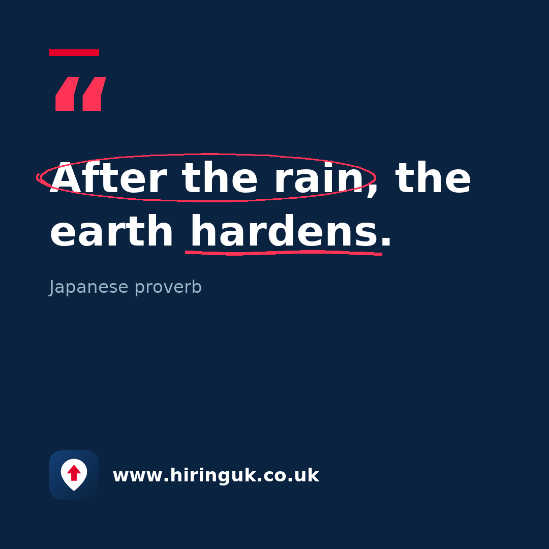 Quote card: After the rain, the earth hardens.