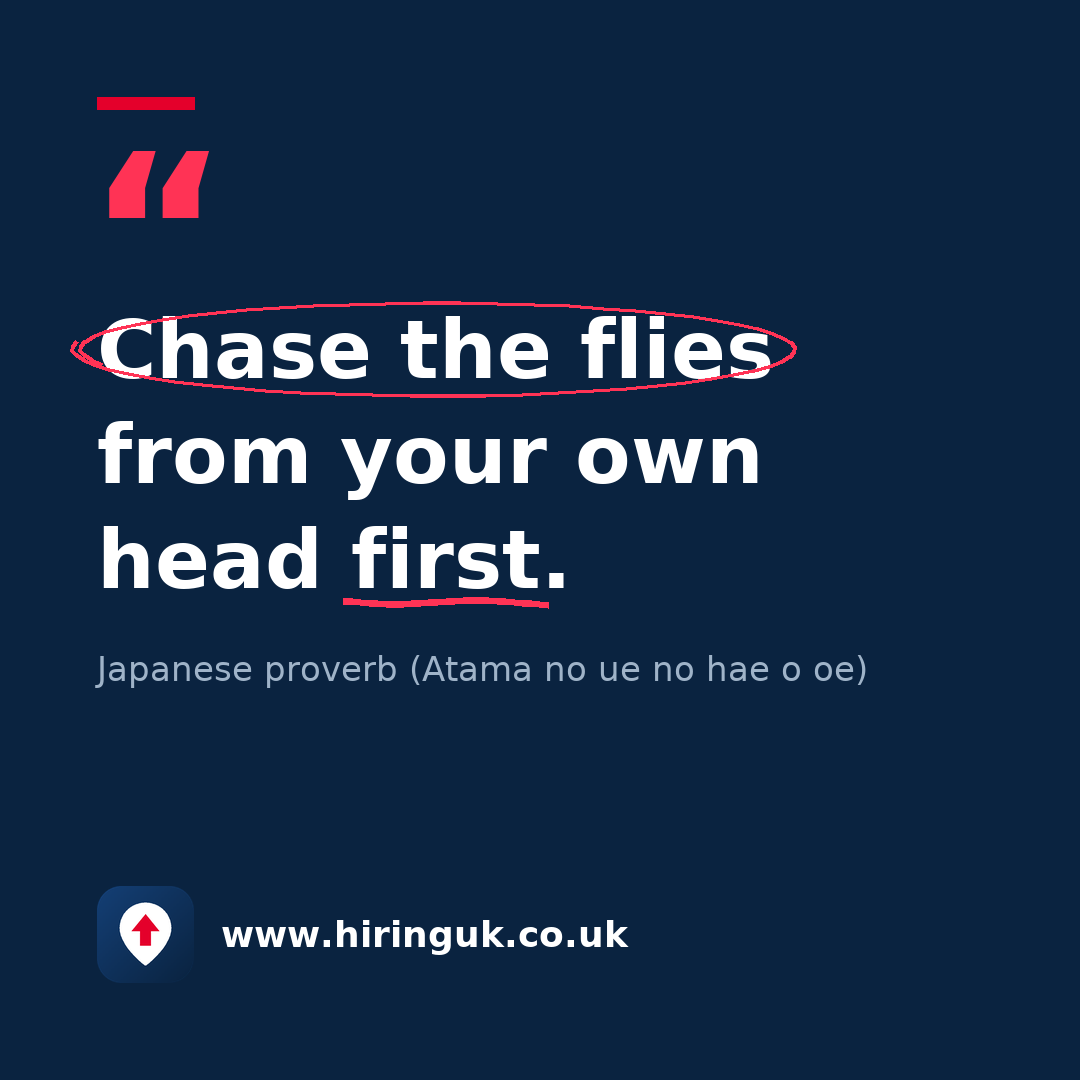 Quote card: Chase the flies from your own head first.