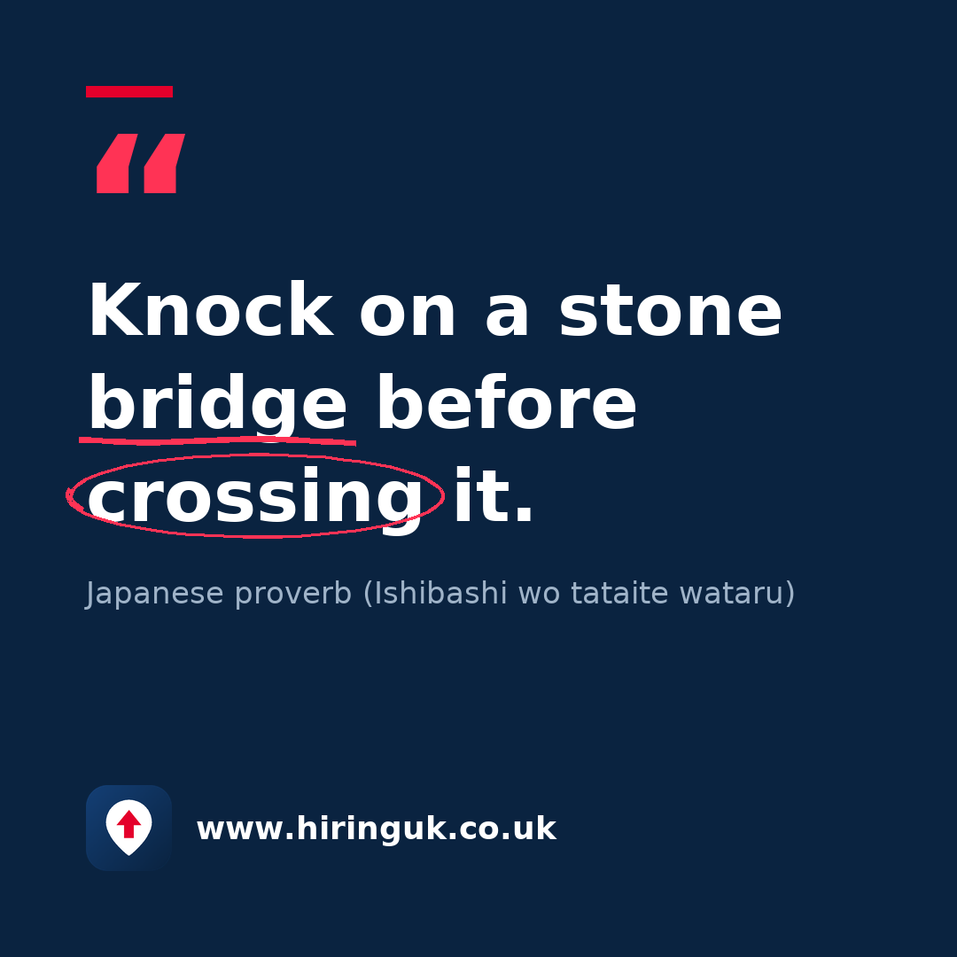 Quote card: Knock on a stone bridge before crossing it.