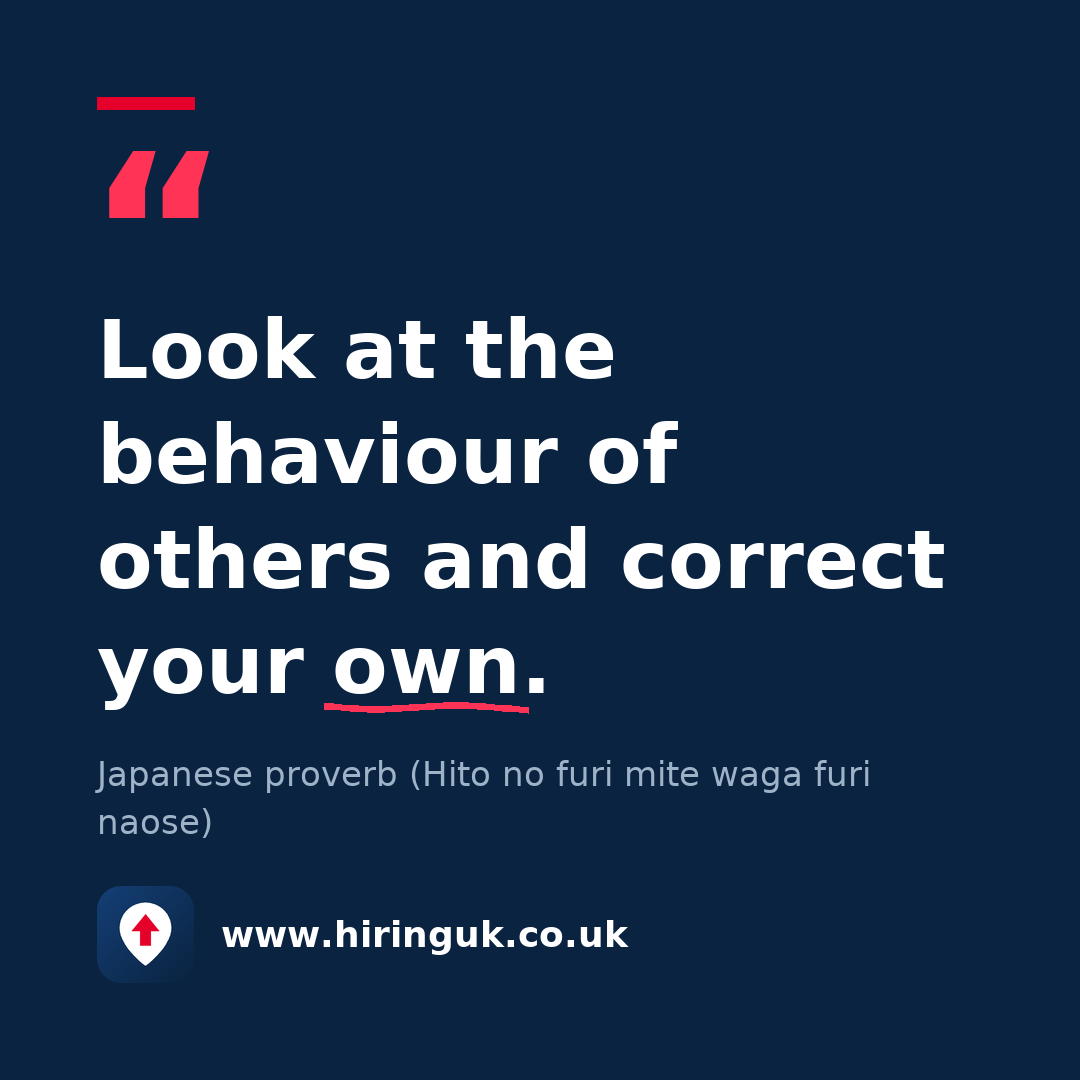 Quote card: Look at the behaviour of others and correct your own.