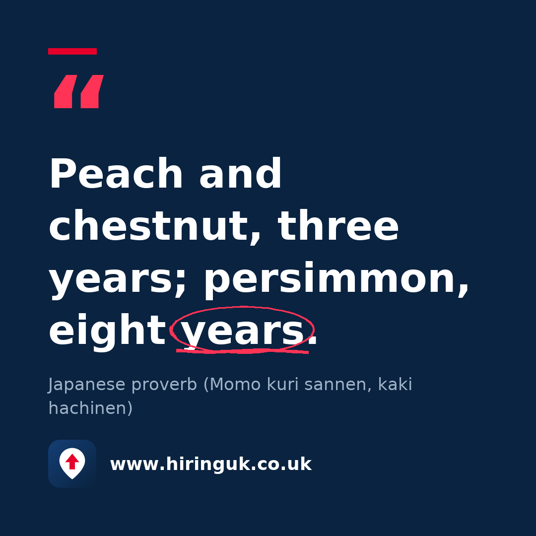 Quote card: Peach and chestnut, three years; persimmon, eight years.