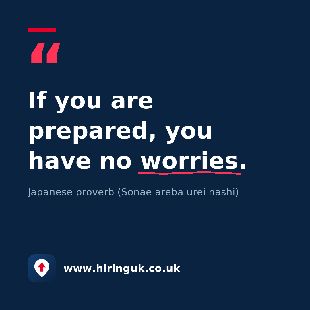 Quote card: If you are prepared, you have no worries.