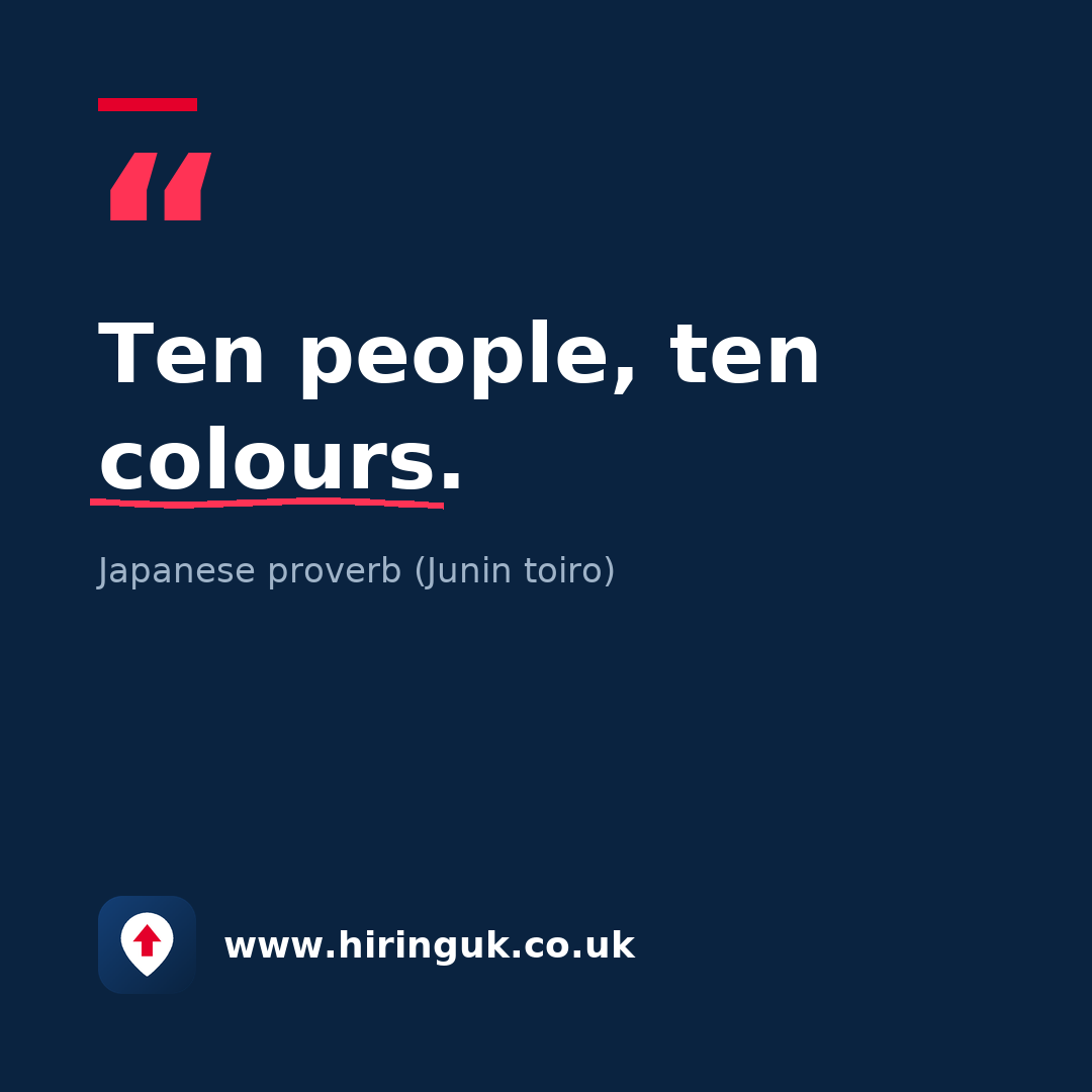 Quote card: Ten people, ten colours.
