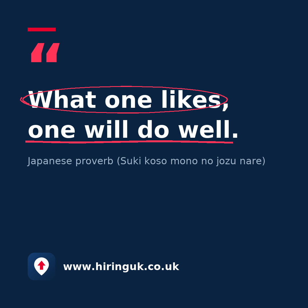 Quote card: What one likes, one will do well.
