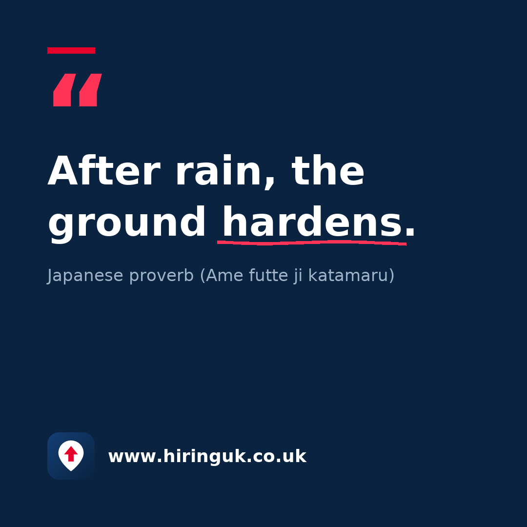 Quote card: After rain, the ground hardens.