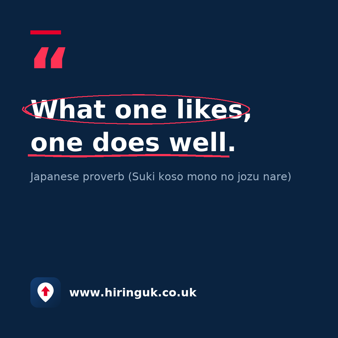 Quote card: What one likes, one does well.