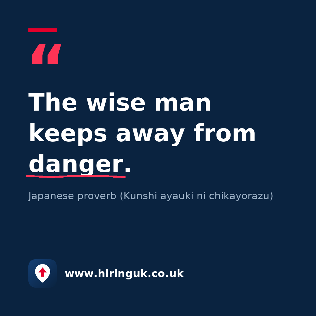 Quote card: The wise man keeps away from danger.