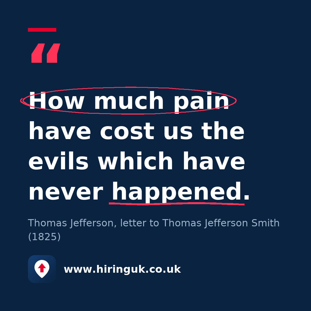 Quote card: How much pain have cost us the evils which have never happened.