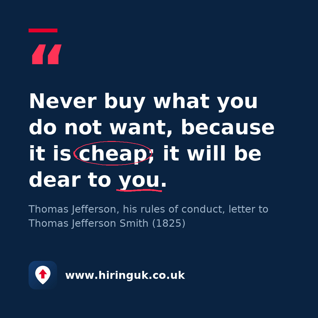 Quote card: Never buy what you do not want, because it is cheap; it will be dear to you.