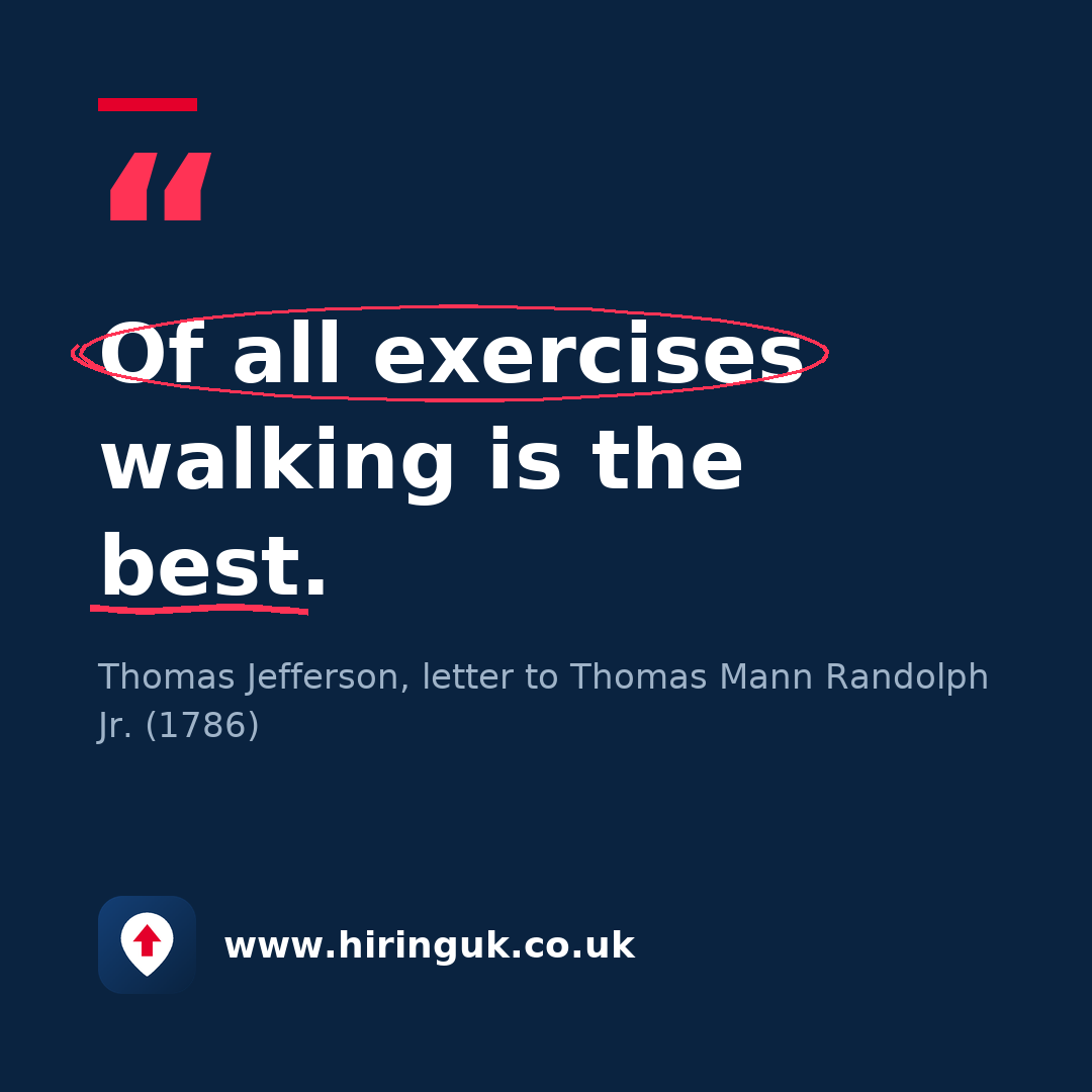 Quote card: Of all exercises walking is the best.