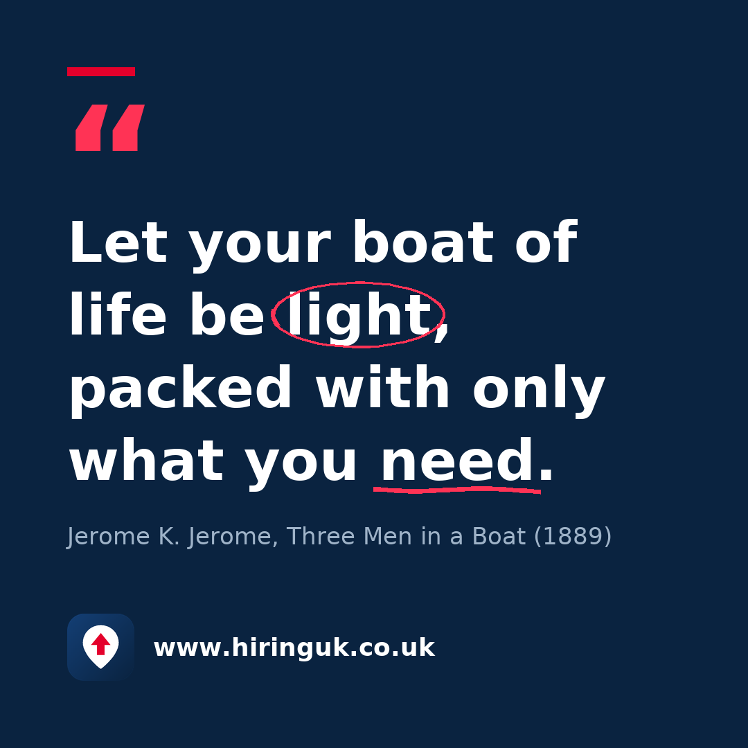 Quote card: Let your boat of life be light, packed with only what you need.