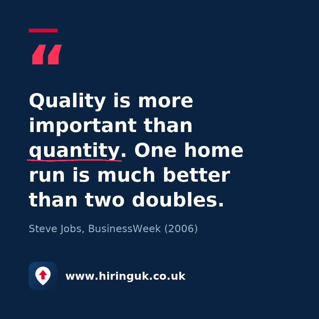 Quote card: Quality is more important than quantity. One home run is much better than two doubles.