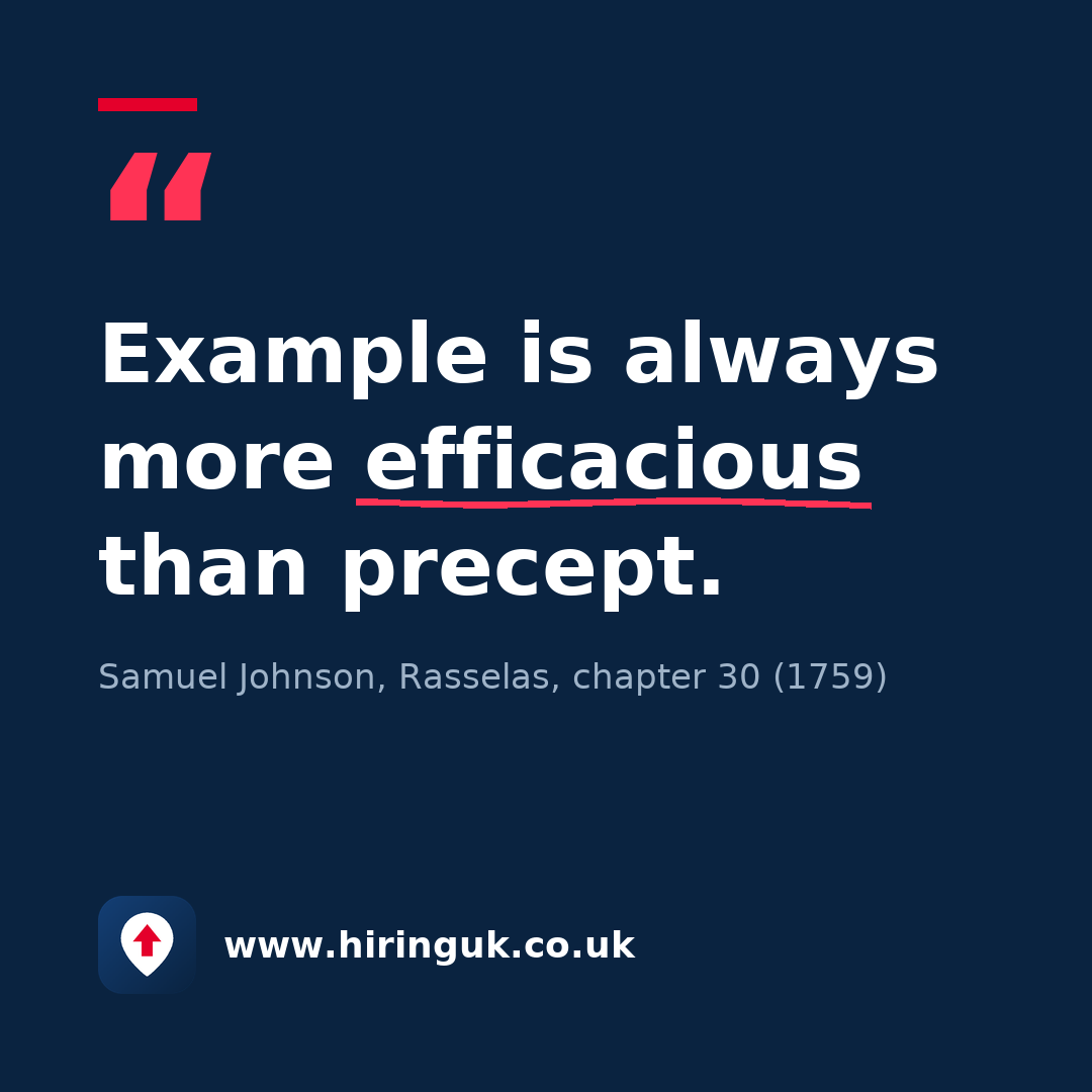 Quote card: Example is always more efficacious than precept.