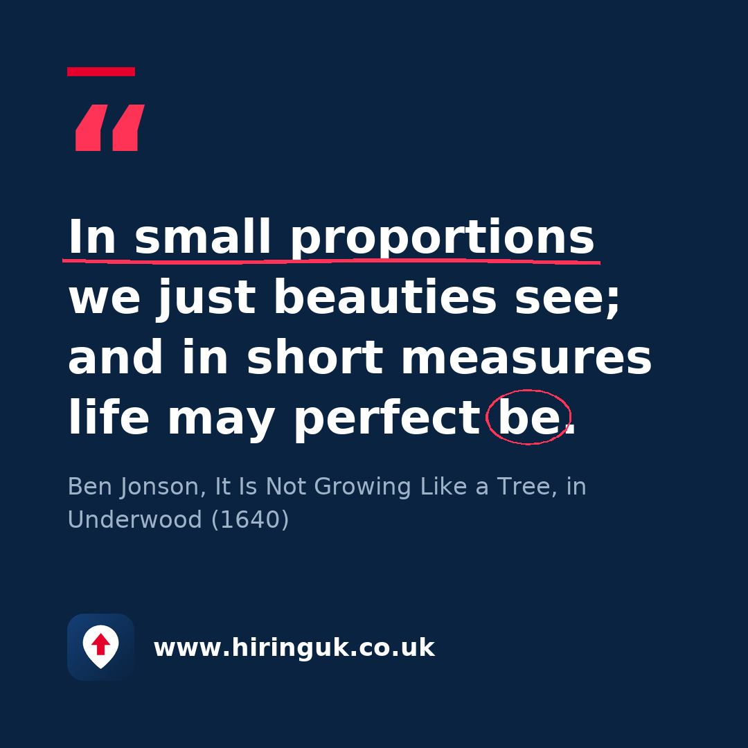 Quote card: In small proportions we just beauties see; and in short measures life may perfect be.
