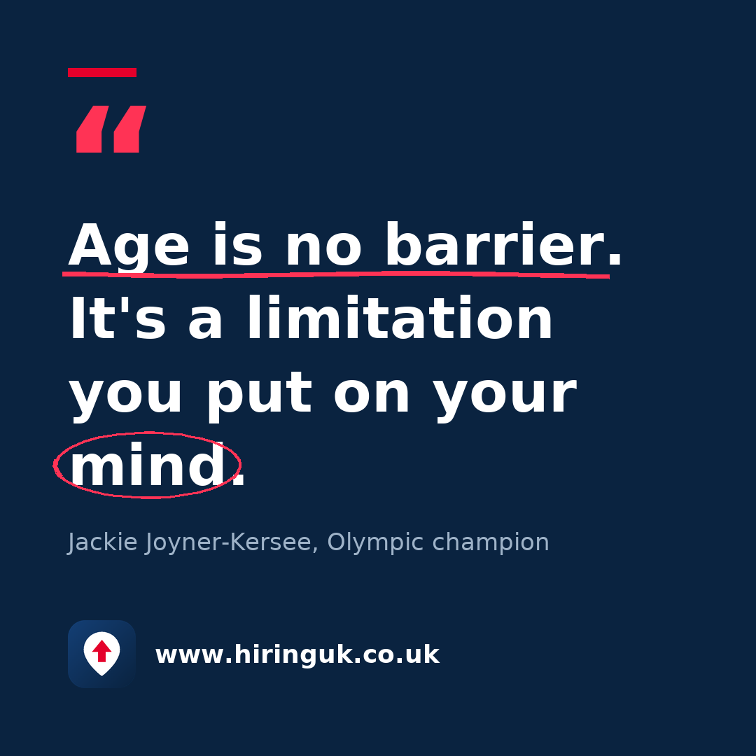 Quote card: Age is no barrier. It's a limitation you put on your mind.