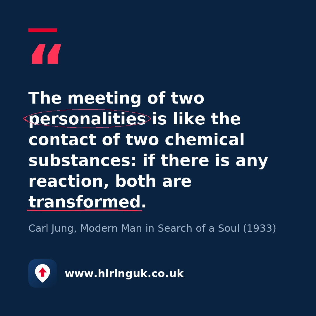 Quote card: The meeting of two personalities is like the contact of two chemical substances: if there is any reaction, both are transformed.