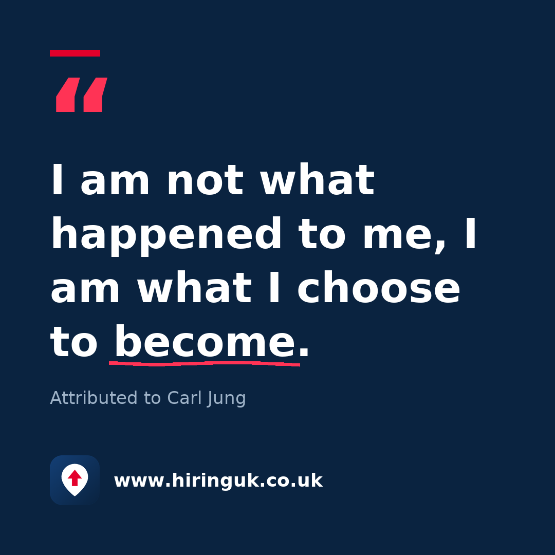 Quote card: I am not what happened to me, I am what I choose to become.