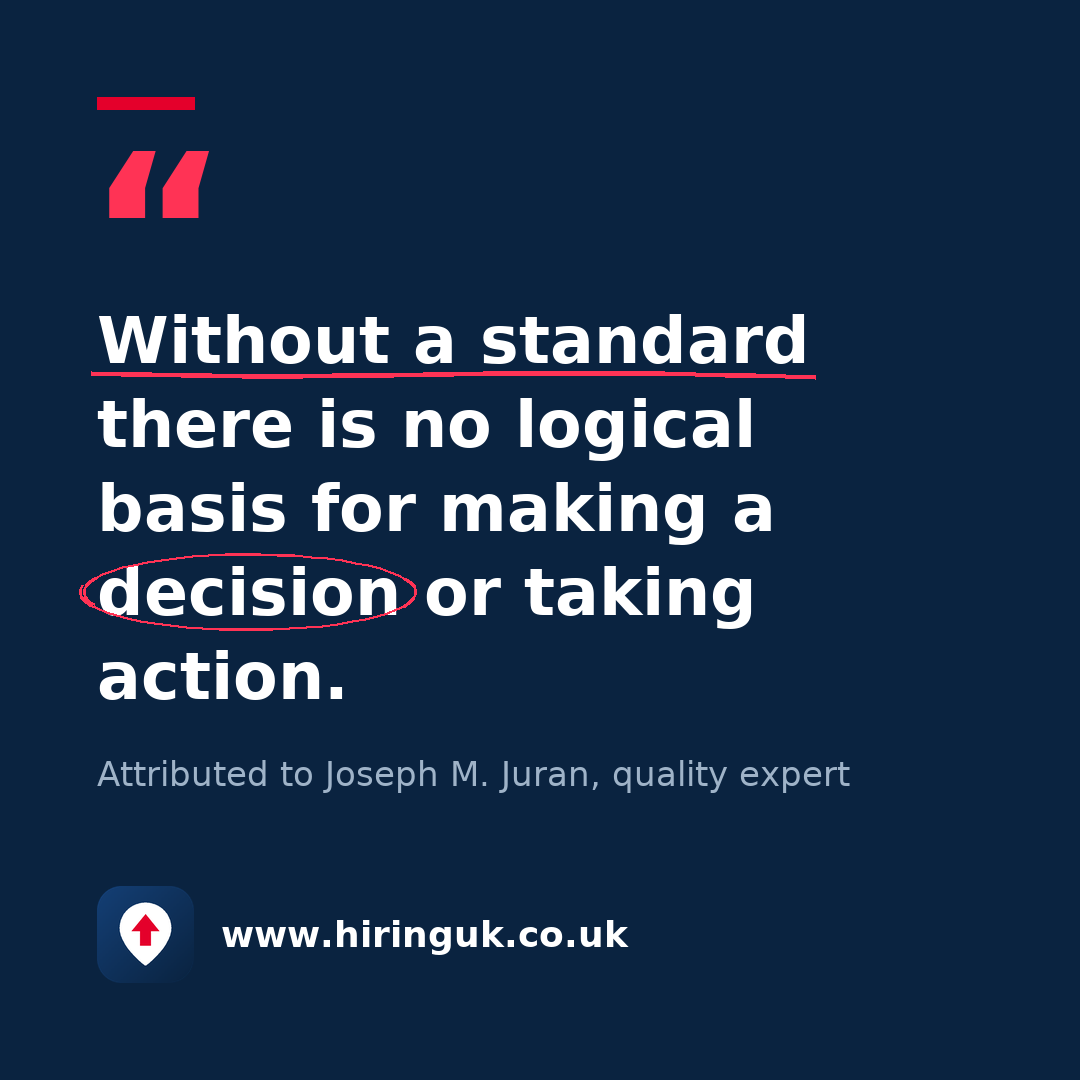 Quote card: Without a standard there is no logical basis for making a decision or taking action.