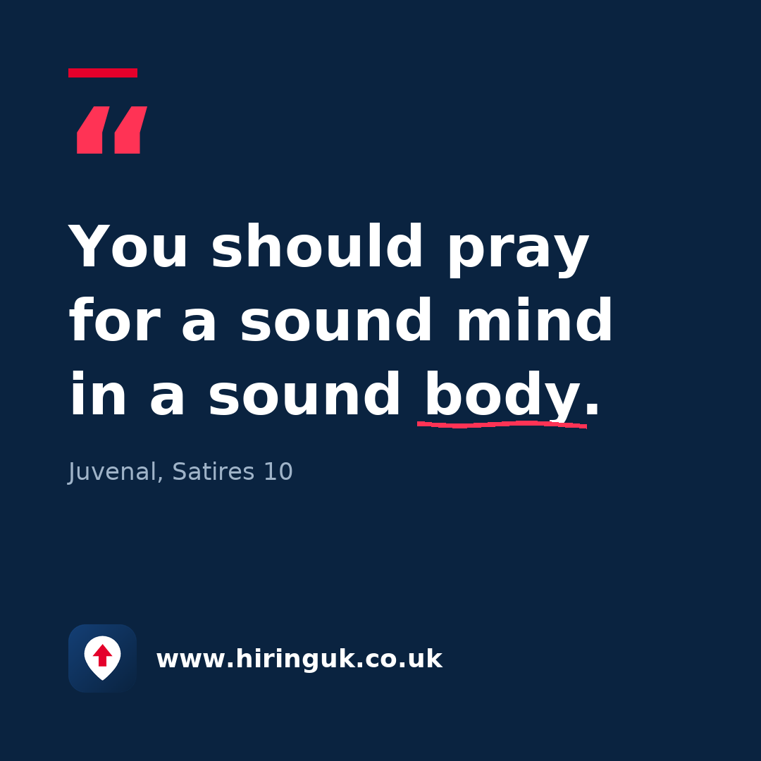 Quote card: You should pray for a sound mind in a sound body.