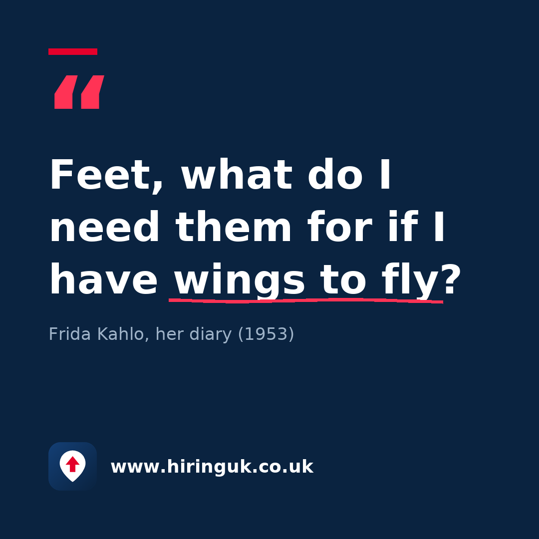 Quote card: Feet, what do I need them for if I have wings to fly?