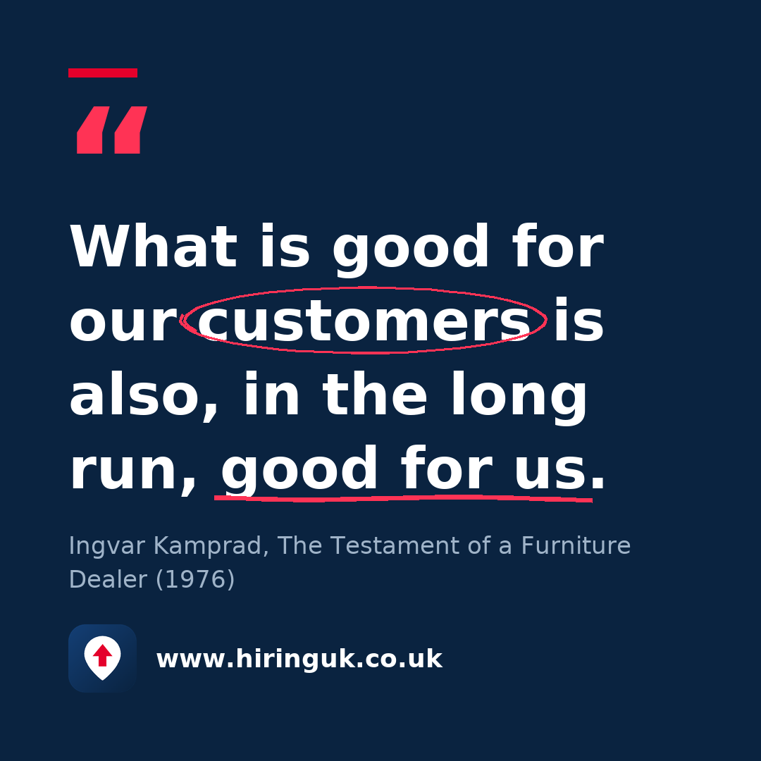 Quote card: What is good for our customers is also, in the long run, good for us.