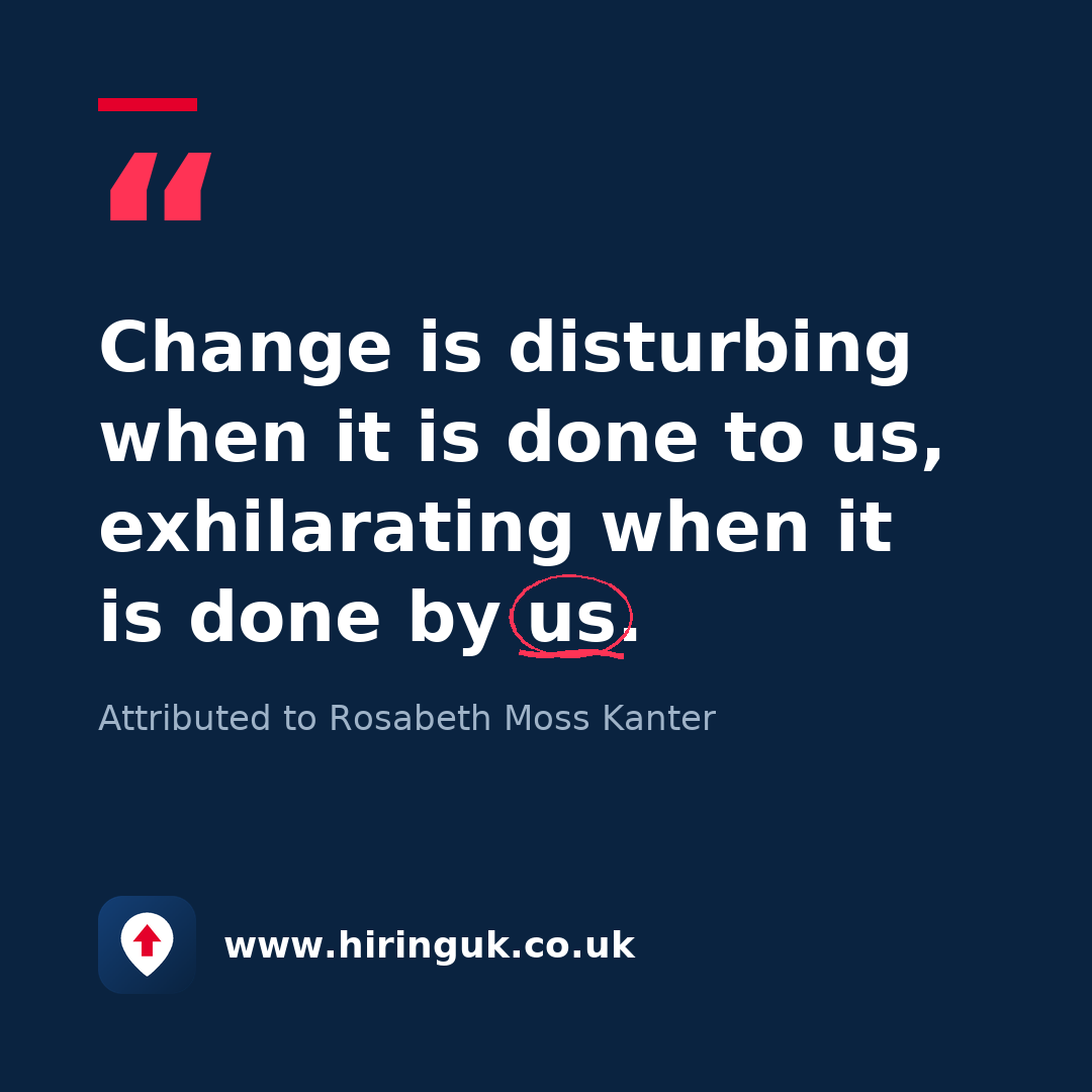Quote card: Change is disturbing when it is done to us, exhilarating when it is done by us.