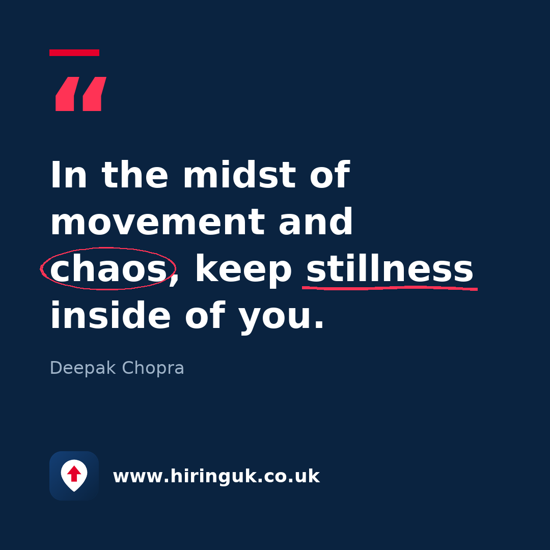 Quote card: In the midst of movement and chaos, keep stillness inside of you.