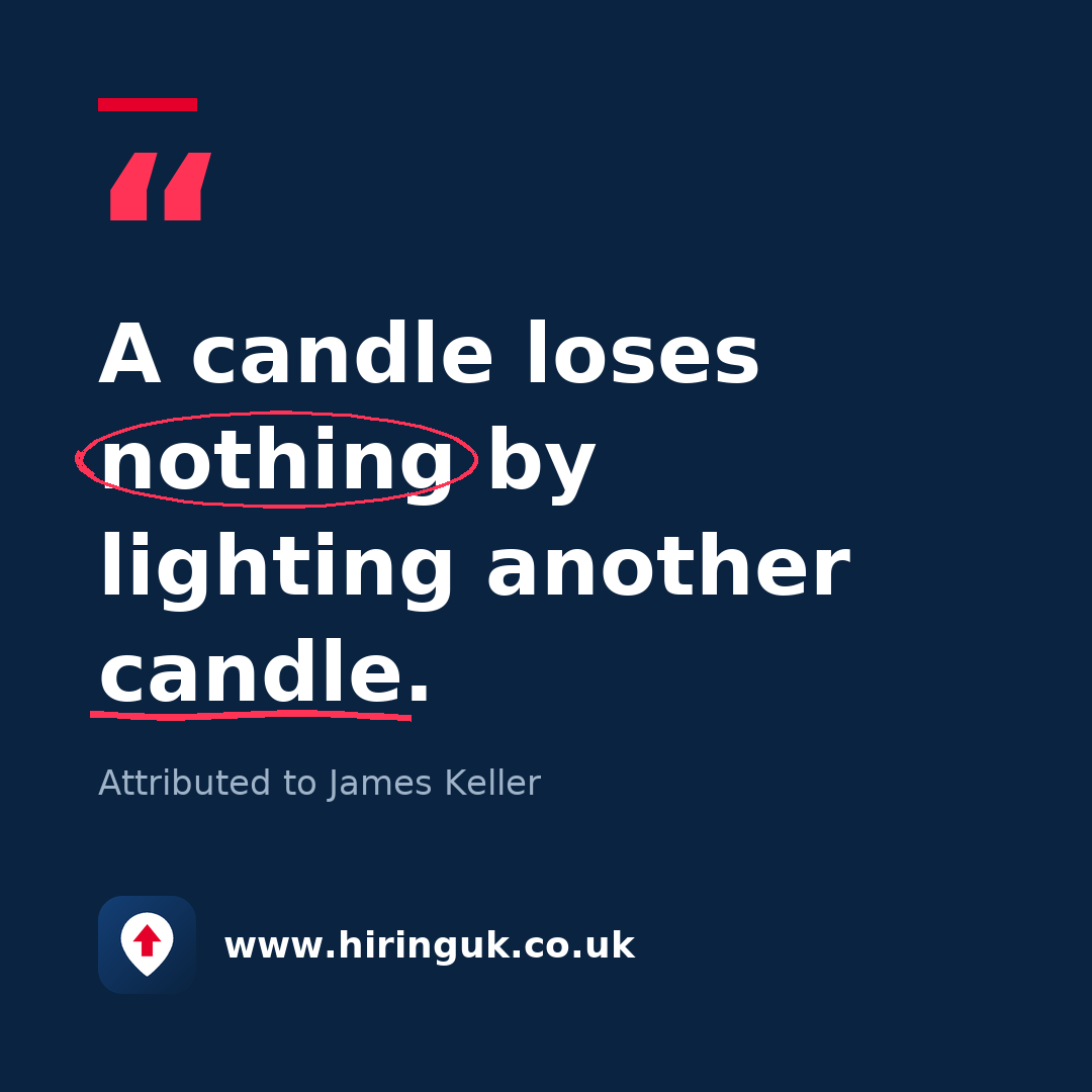 Quote card: A candle loses nothing by lighting another candle.
