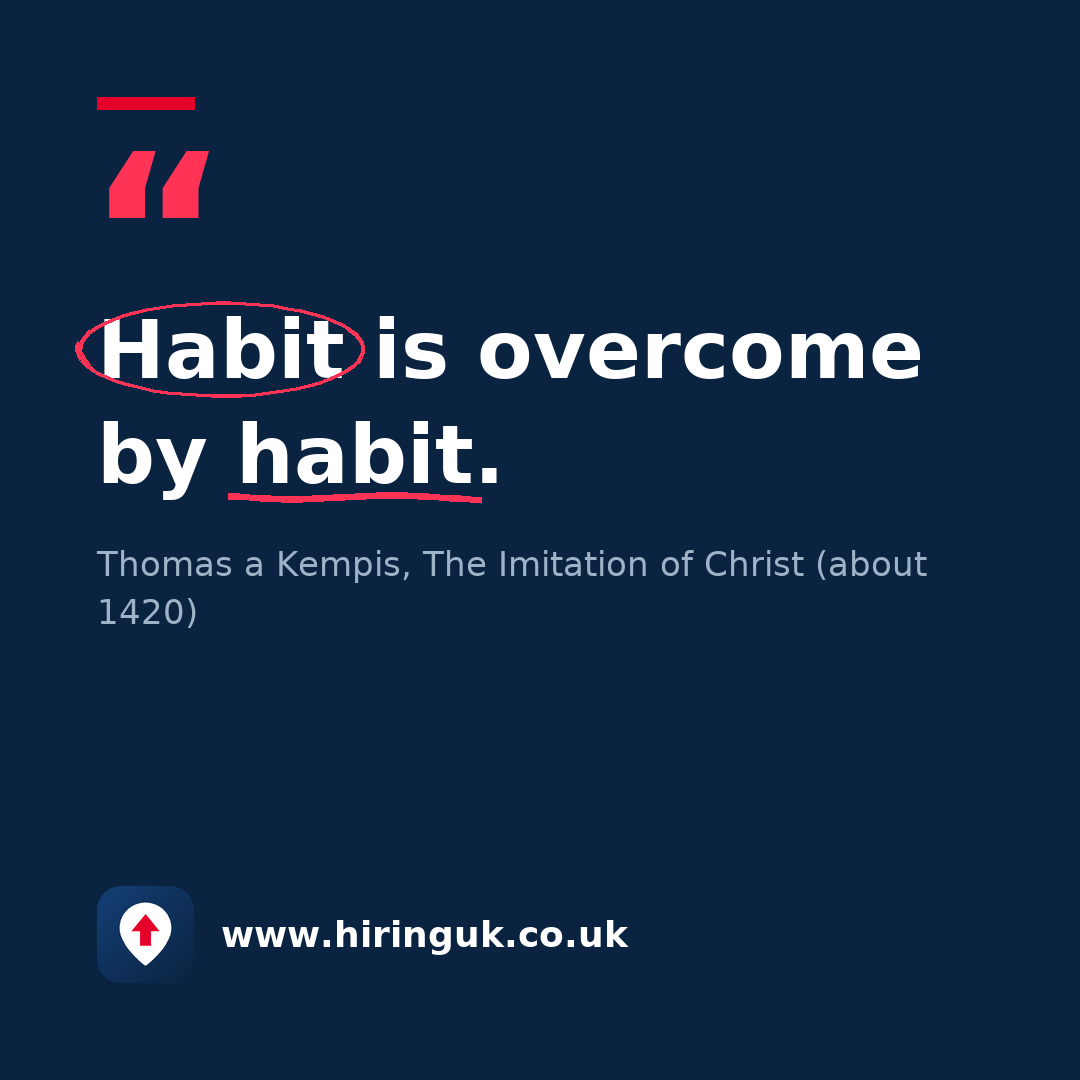 Quote card: Habit is overcome by habit.