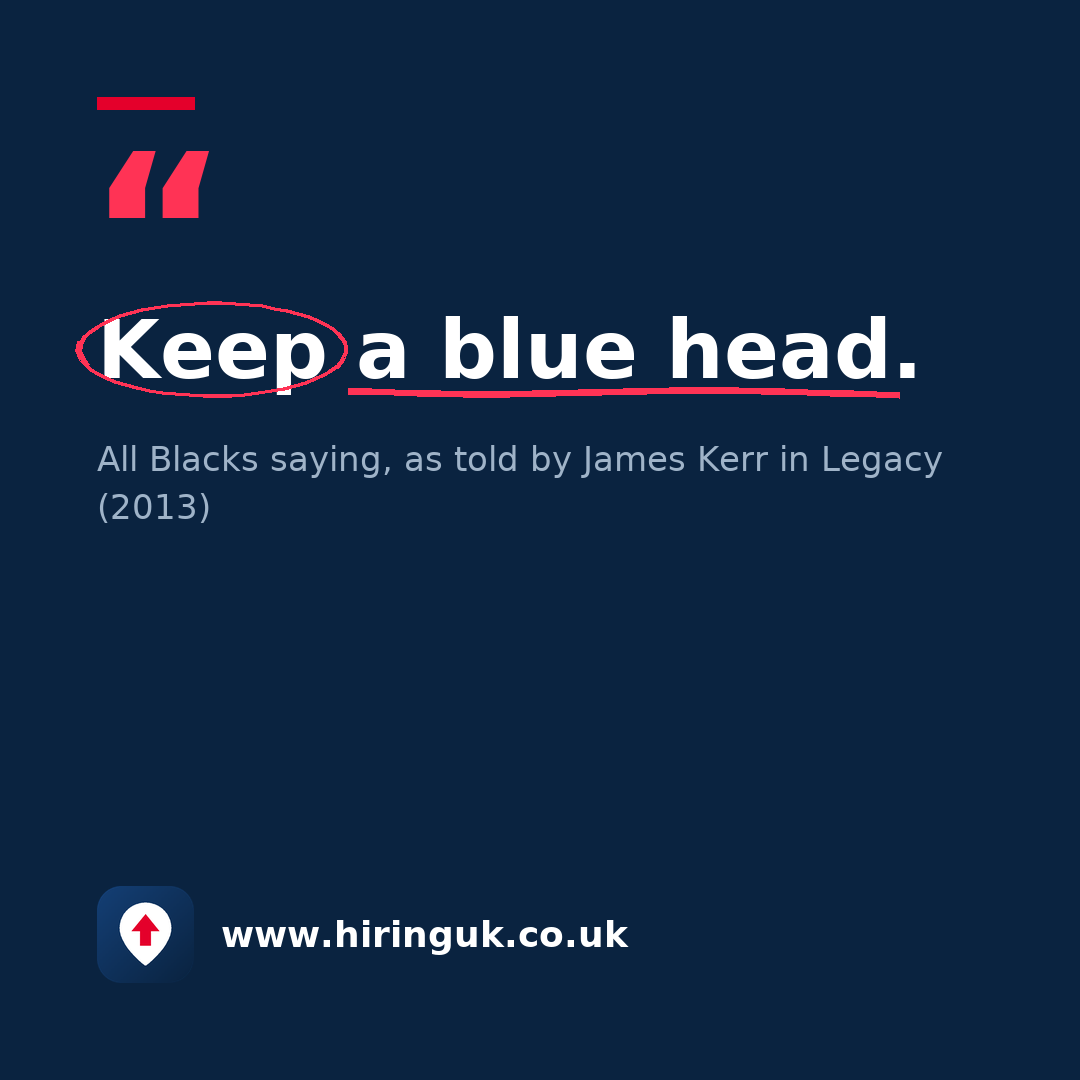Quote card: Keep a blue head.