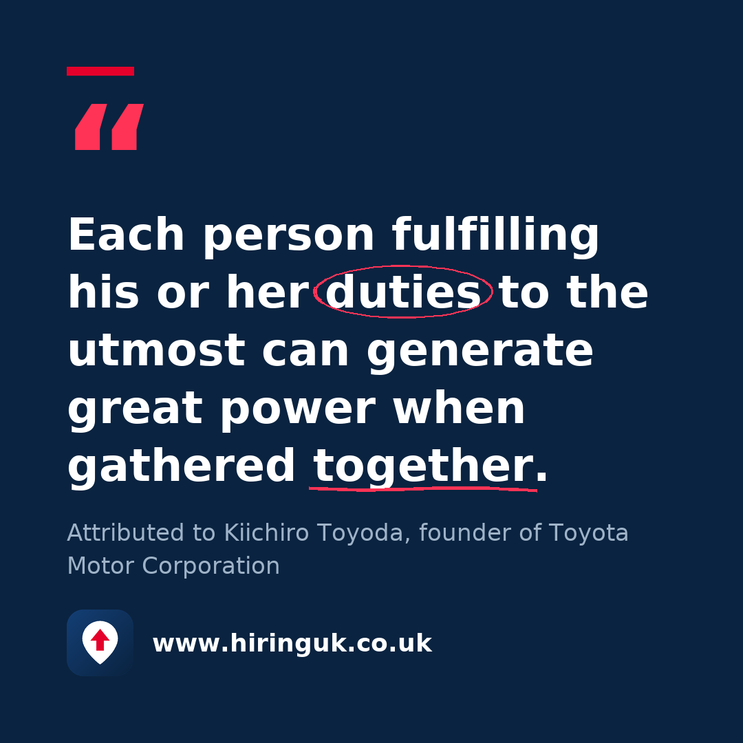 Quote card: Each person fulfilling his or her duties to the utmost can generate great power when gathered together.