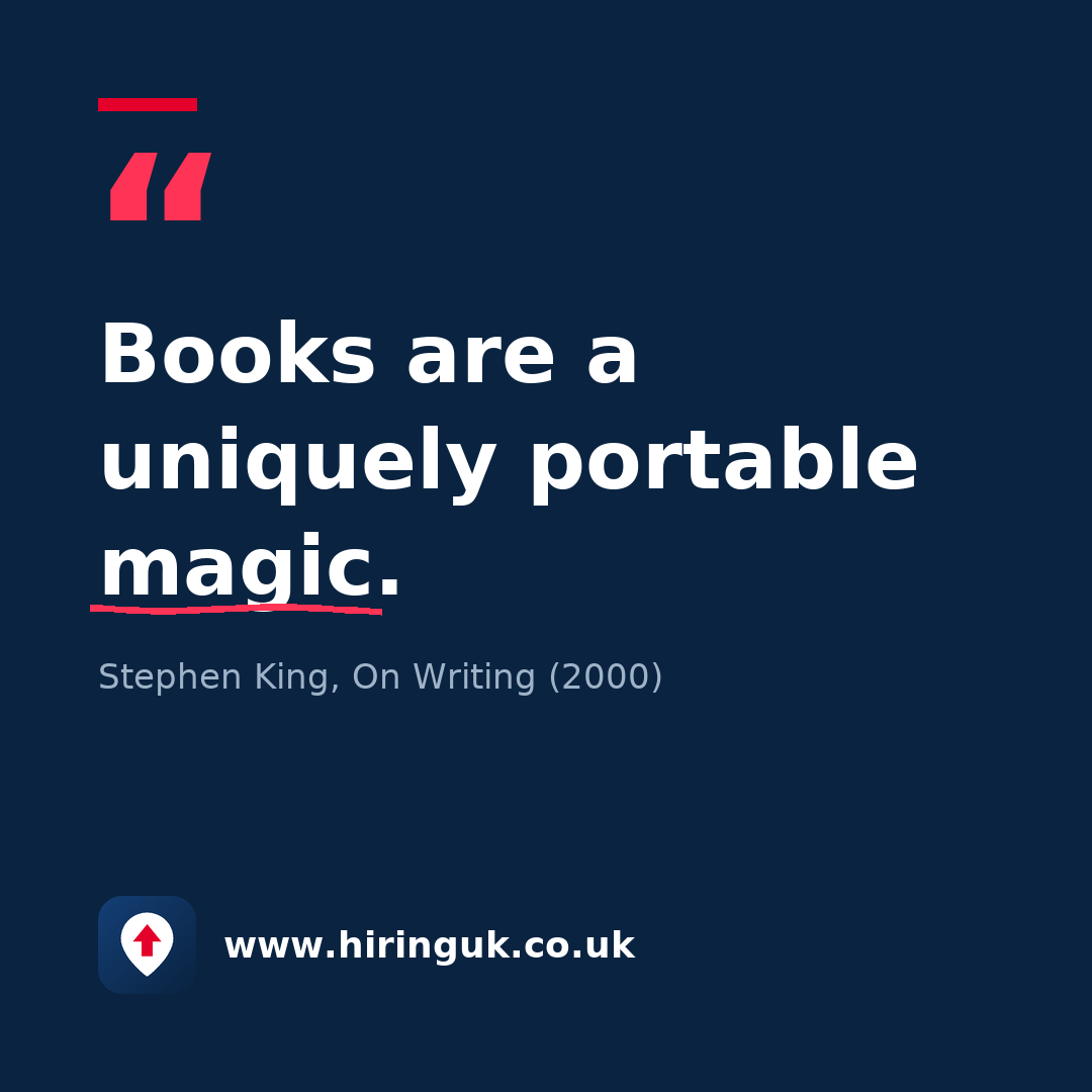 Quote card: Books are a uniquely portable magic.