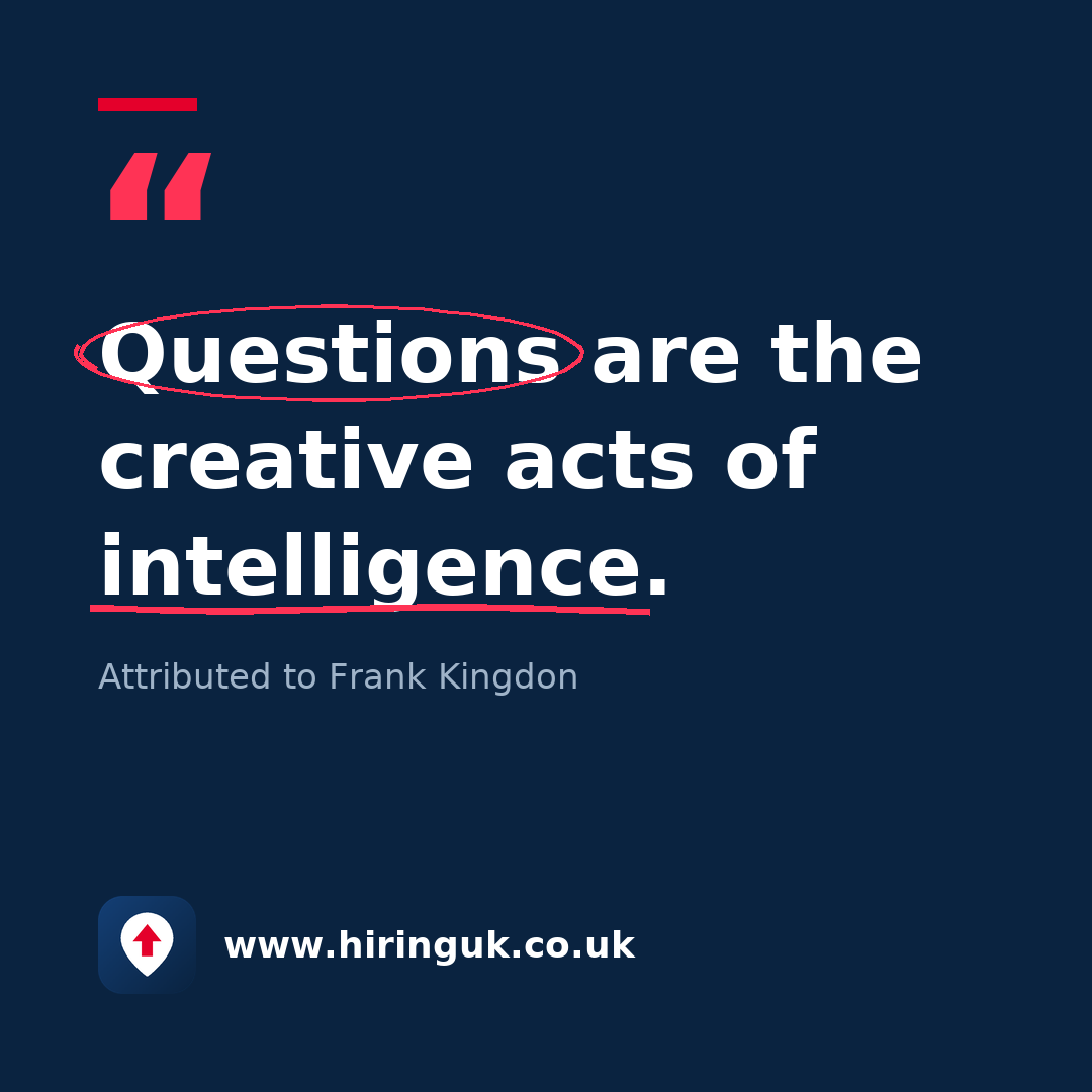 Quote card: Questions are the creative acts of intelligence.