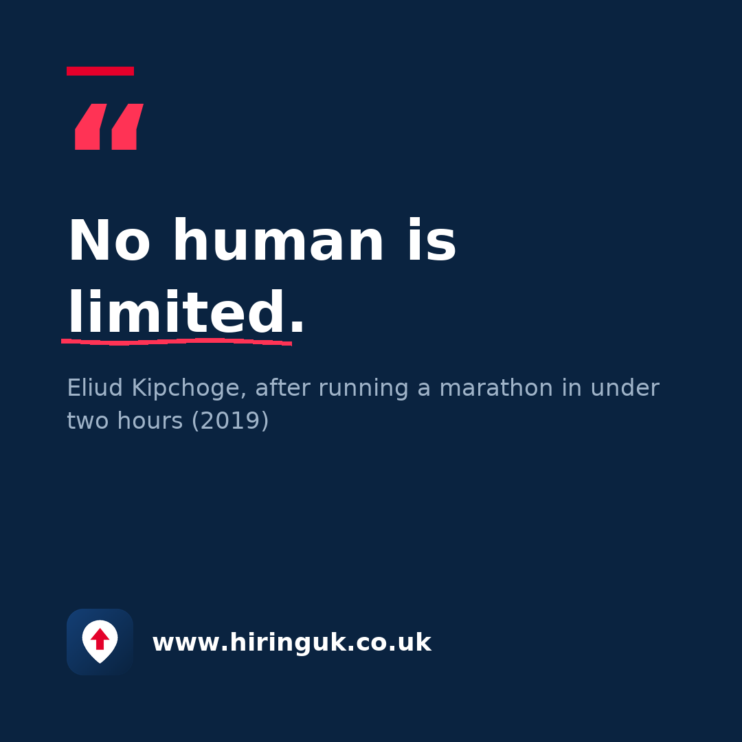 Quote card: No human is limited.
