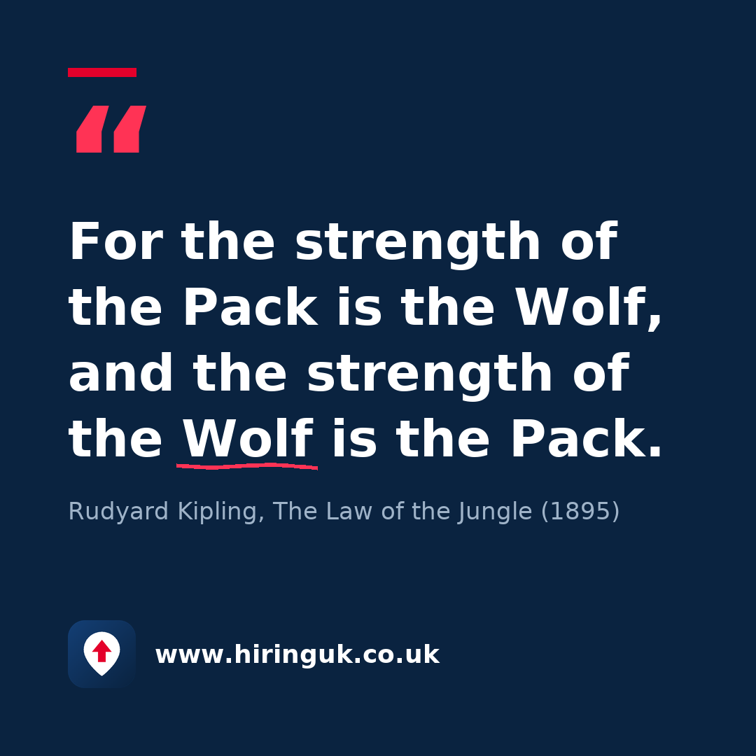 Quote card: For the strength of the Pack is the Wolf, and the strength of the Wolf is the Pack.