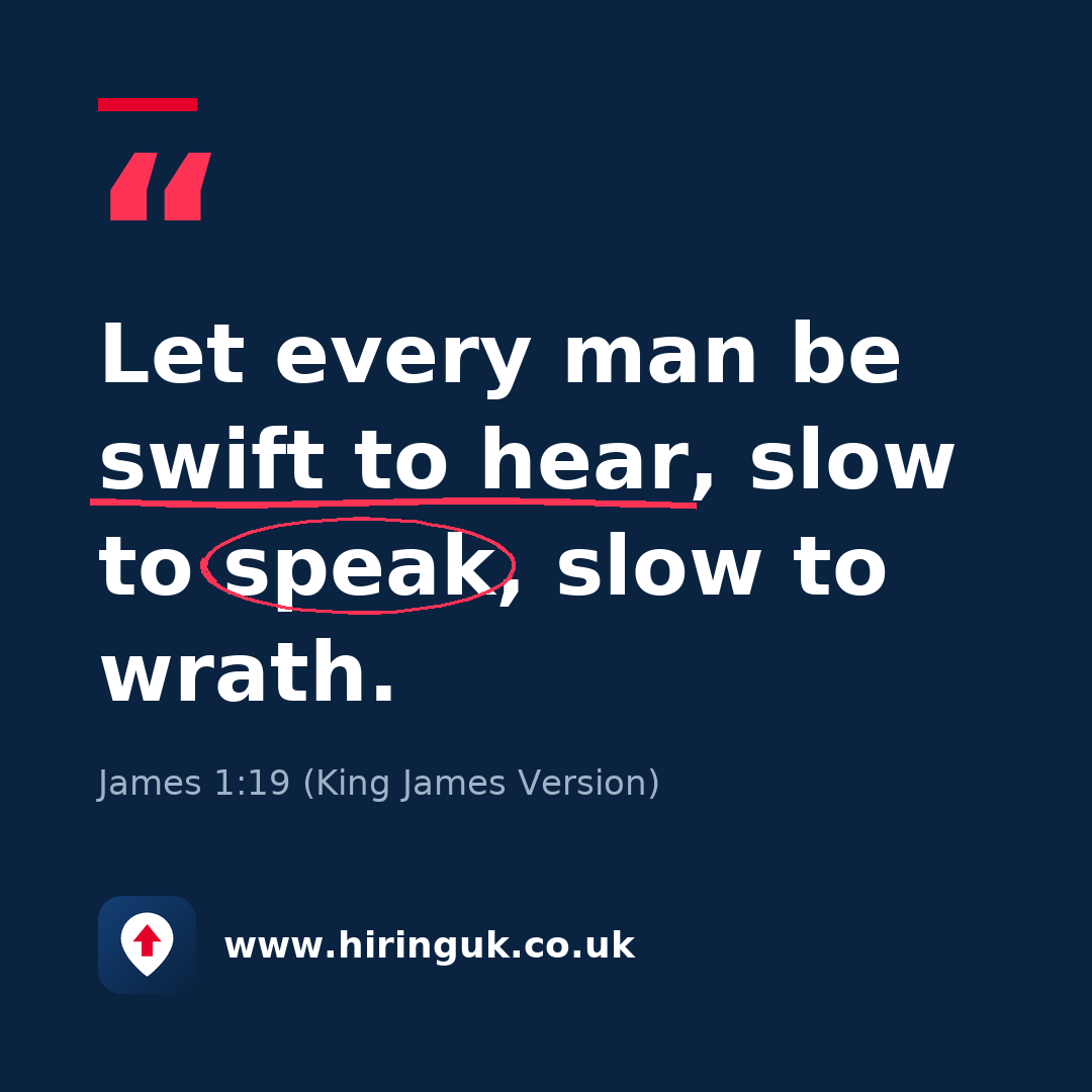 Quote card: Let every man be swift to hear, slow to speak, slow to wrath.